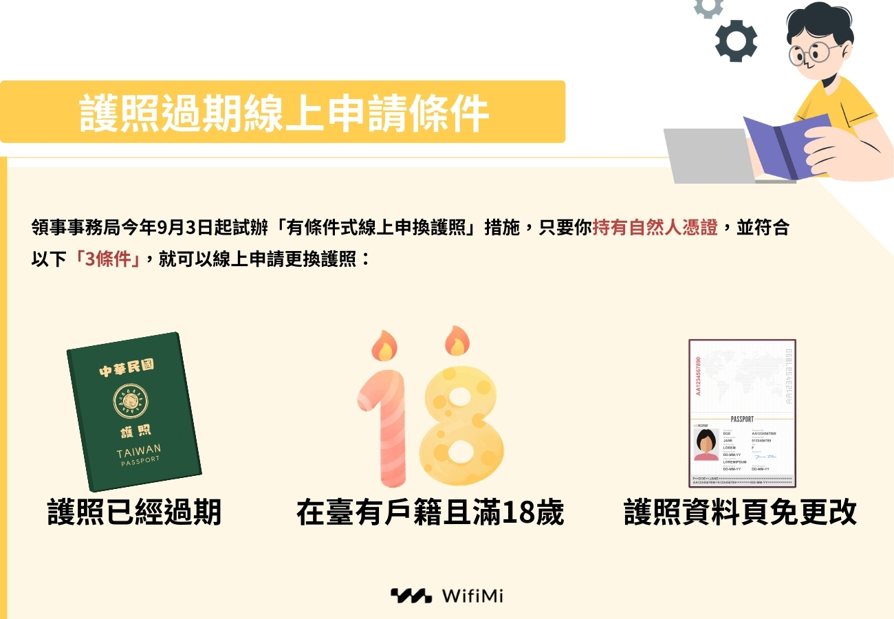 護照過期可於線上申請換護照需要滿足的條件